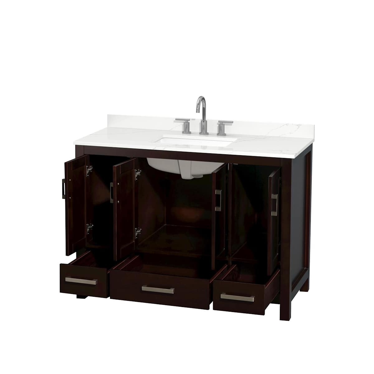 Sheffield 48" Free Standing Single Basin Vanity Set with Cabinet and Quartz Vanity Top