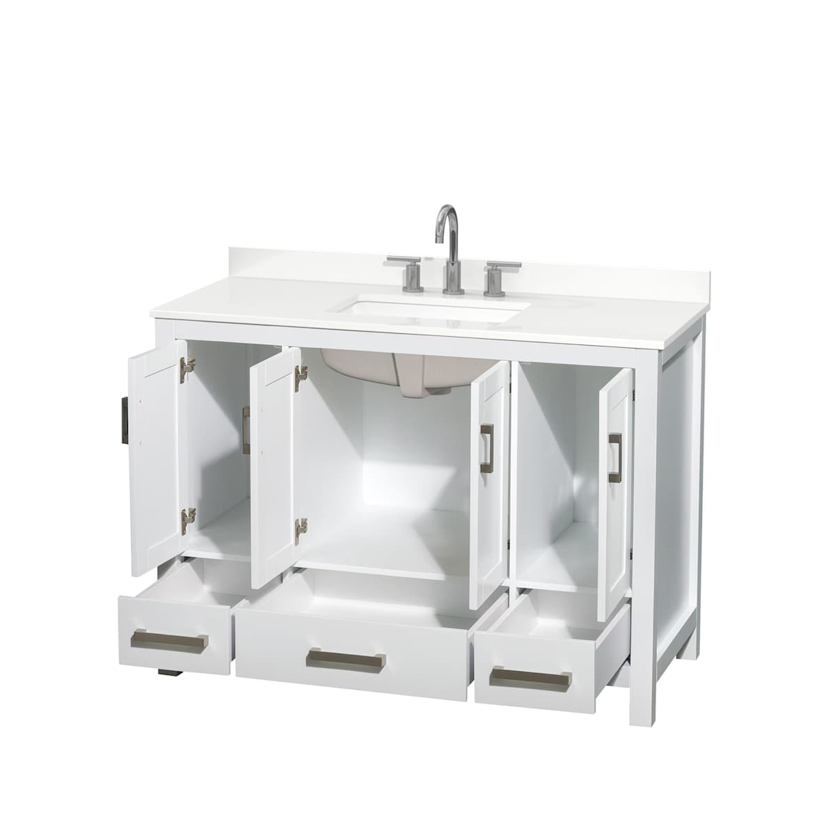 Sheffield 48" Free Standing Single Basin Vanity Set with Cabinet and Quartz Vanity Top