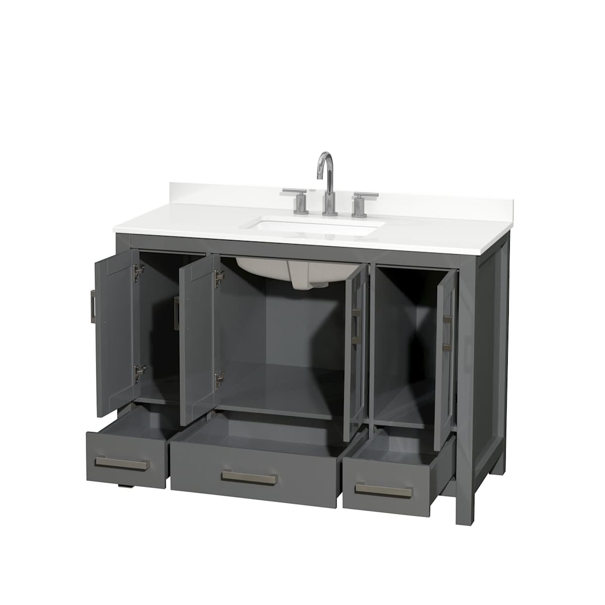 Sheffield 48" Free Standing Single Basin Vanity Set with Cabinet and Quartz Vanity Top