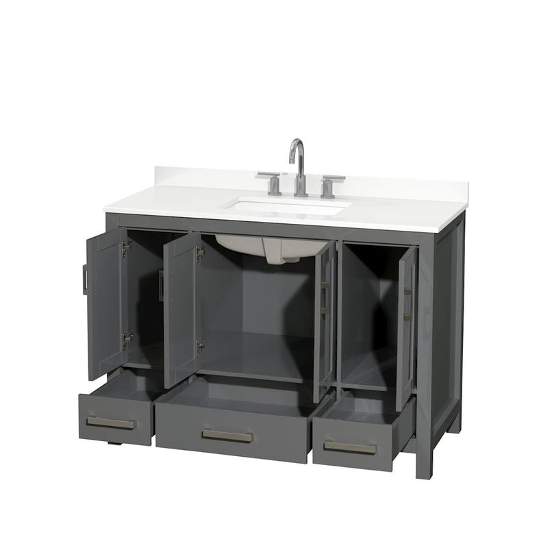 Sheffield 48" Free Standing Single Basin Vanity Set with Cabinet and Quartz Vanity Top - image 10