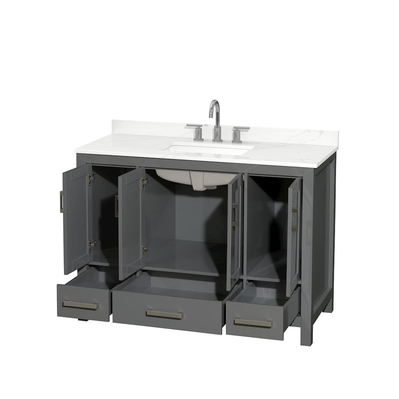 Sheffield 48" Free Standing Single Basin Vanity Set with Cabinet and Quartz Vanity Top - image 11
