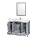 Sheffield 48" Free Standing Single Basin Vanity Set with Cabinet, Cultured Marble Vanity Top, and Framed Mirror - image 2