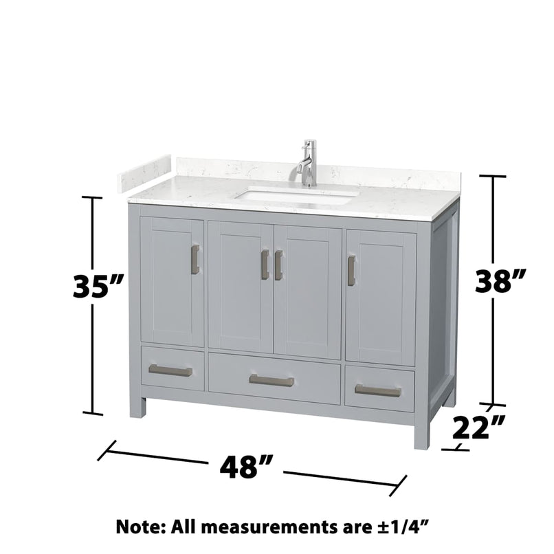 Sheffield 48" Free Standing Single Basin Vanity Set with Cabinet, Cultured Marble Vanity Top, and Framed Mirror - image 5