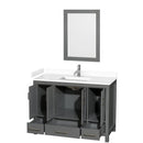 Sheffield 48" Free Standing Single Basin Vanity Set with Cabinet, Cultured Marble Vanity Top, and Framed Mirror - image 9