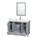 Sheffield 48" Free Standing Single Basin Vanity Set with Cabinet, Cultured Marble Vanity Top, and Framed Mirror - image 11