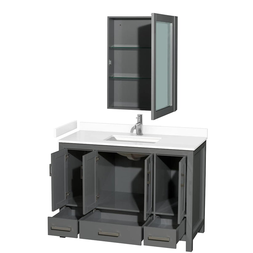 Sheffield 48" Free Standing Single Basin Vanity Set with Hardwood Cabinet, Cultured Marble Vanity Top, and Medicine Cabinet - image 9