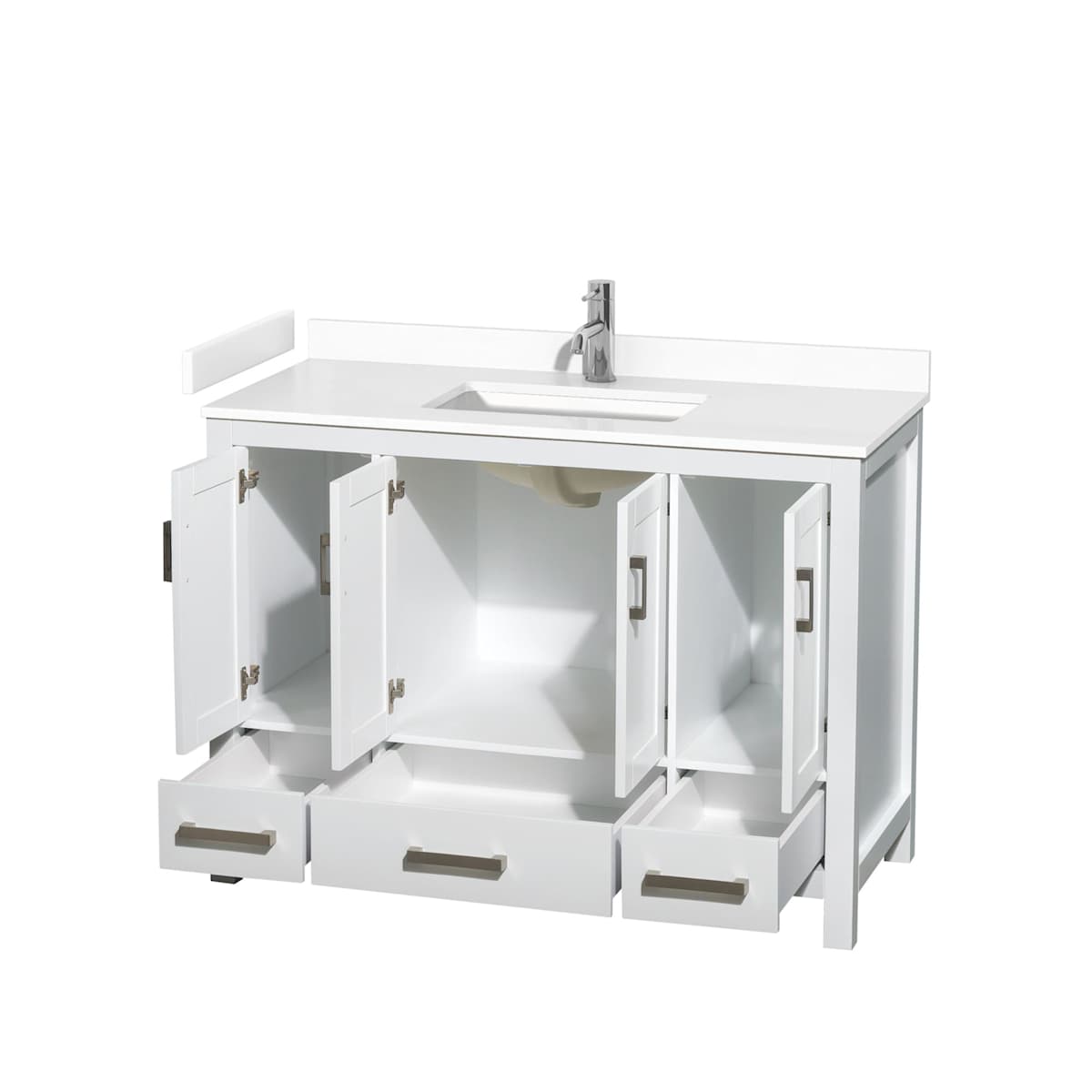 Sheffield 48" Free Standing Single Basin Vanity Set with Hardwood Cabinet and Cultured Marble Vanity Top