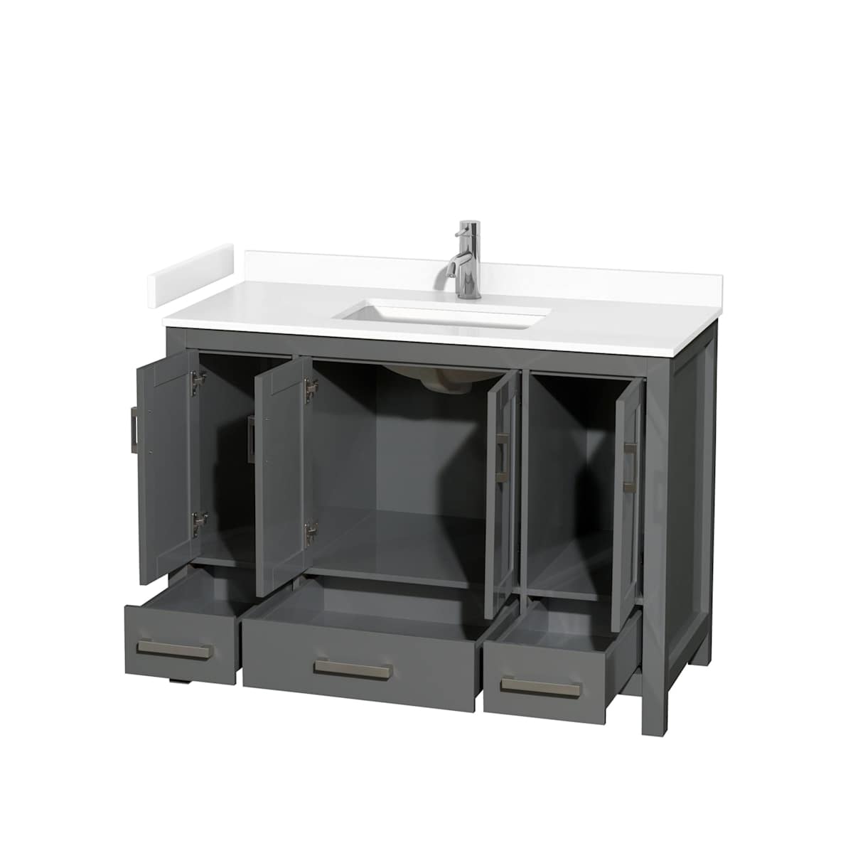 Sheffield 48" Free Standing Single Basin Vanity Set with Hardwood Cabinet and Cultured Marble Vanity Top