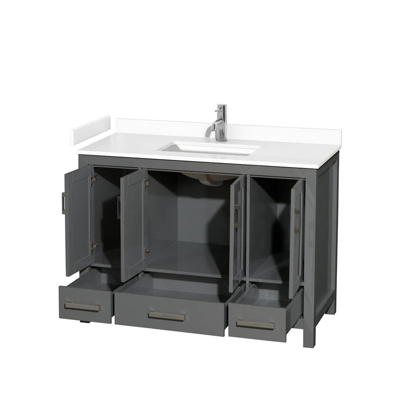 Sheffield 48" Free Standing Single Basin Vanity Set with Hardwood Cabinet and Cultured Marble Vanity Top - image 9