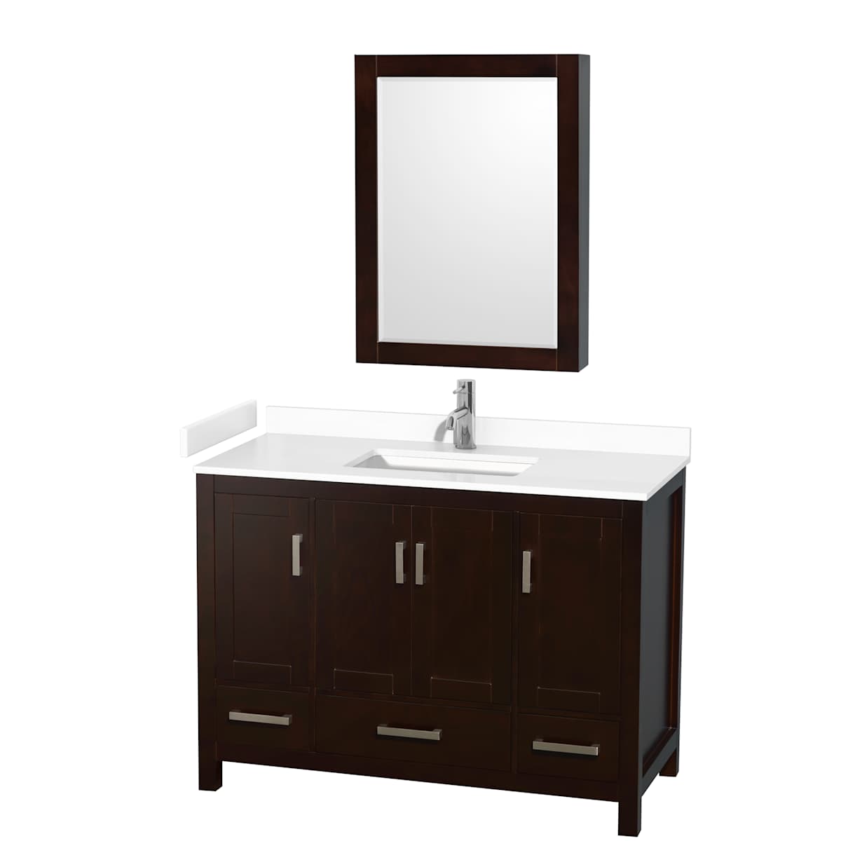 Sheffield 48" Free Standing Single Basin Vanity Set with Hardwood Cabinet, Cultured Marble Vanity Top, and Medicine Cabinet