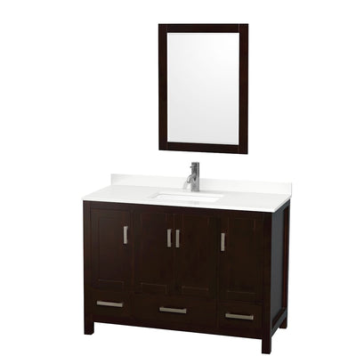 Sheffield 48" Free Standing Single Basin Vanity Set with Cabinet, Quartz Vanity Top, and Framed Mirror - image 1