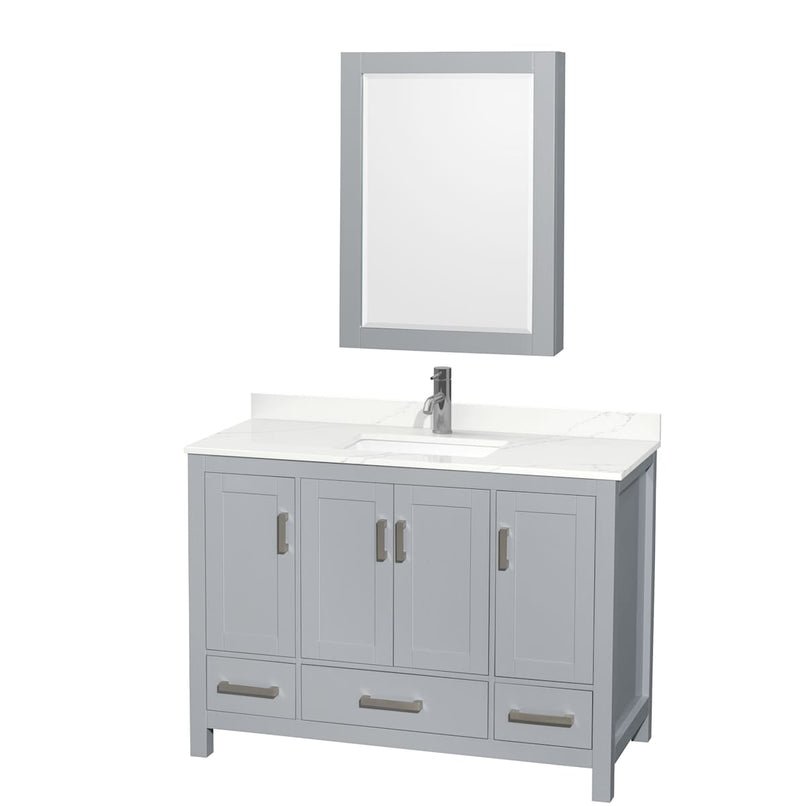 Sheffield 48" Free Standing Single Basin Vanity Set with Cabinet, Quartz Vanity Top, and Medicine Cabinet - image 1