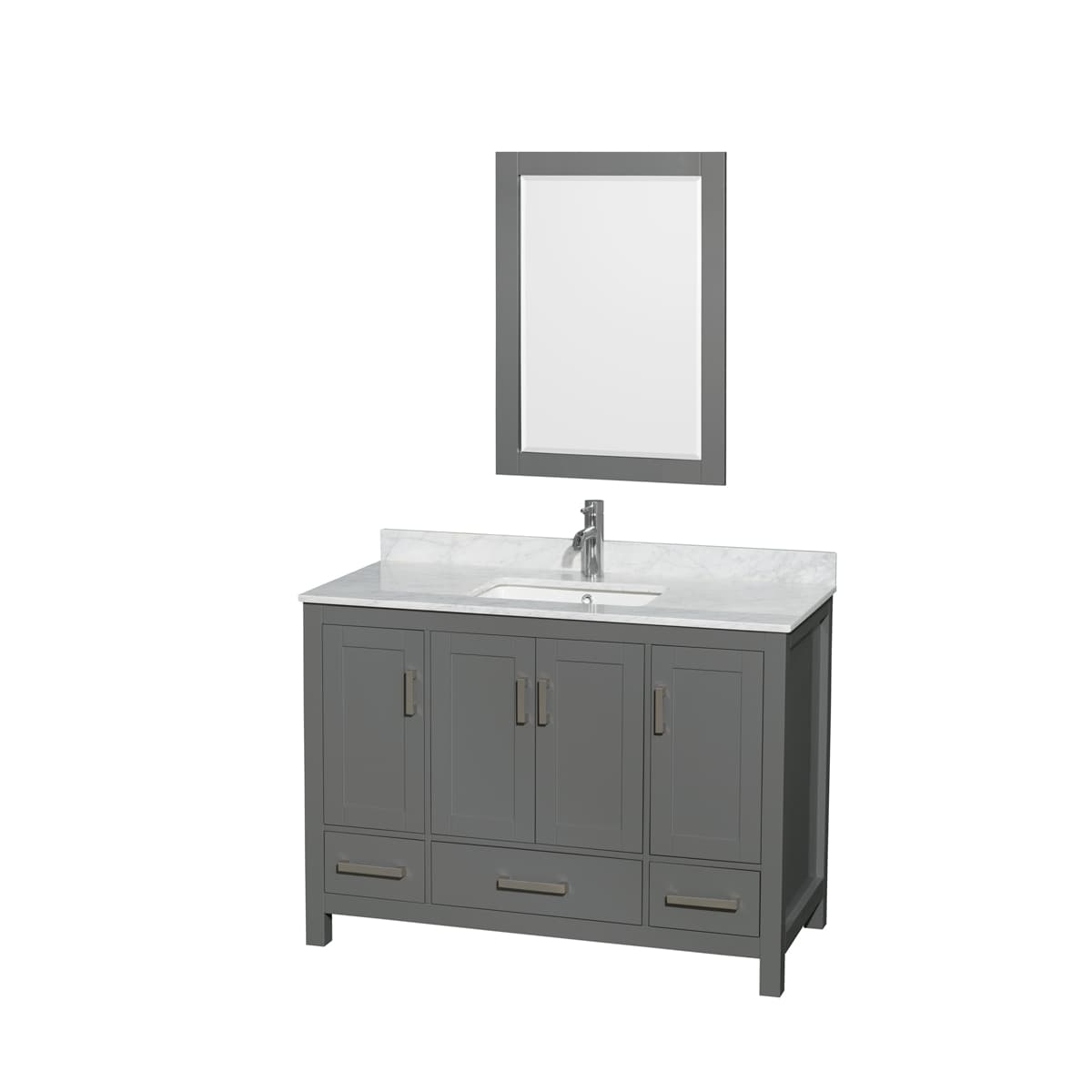 Sheffield 48" Free Standing Single Basin Vanity Set with Hardwood Cabinet, Marble Vanity Top, and Framed Mirror