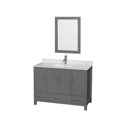 Sheffield 48" Free Standing Single Basin Vanity Set with Hardwood Cabinet, Marble Vanity Top, and Framed Mirror - image 1