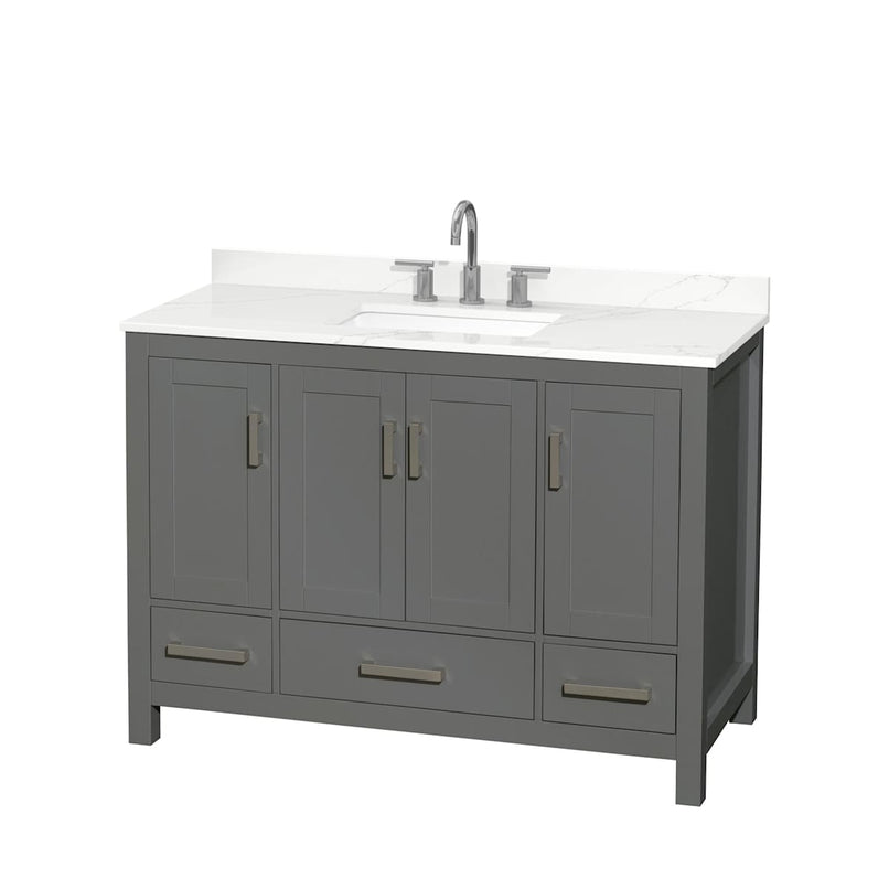 Sheffield 48" Free Standing Single Basin Vanity Set with Cabinet and Quartz Vanity Top - image 1