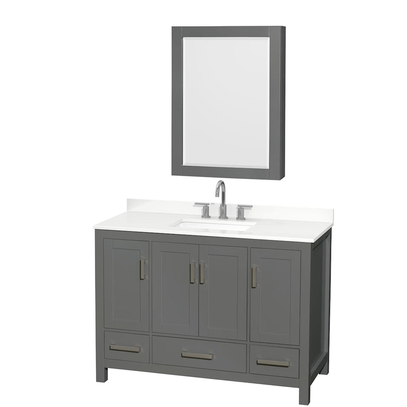 Sheffield 48" Free Standing Single Basin Vanity Set with Cabinet, Quartz Vanity Top, and Medicine Cabinet - image 1