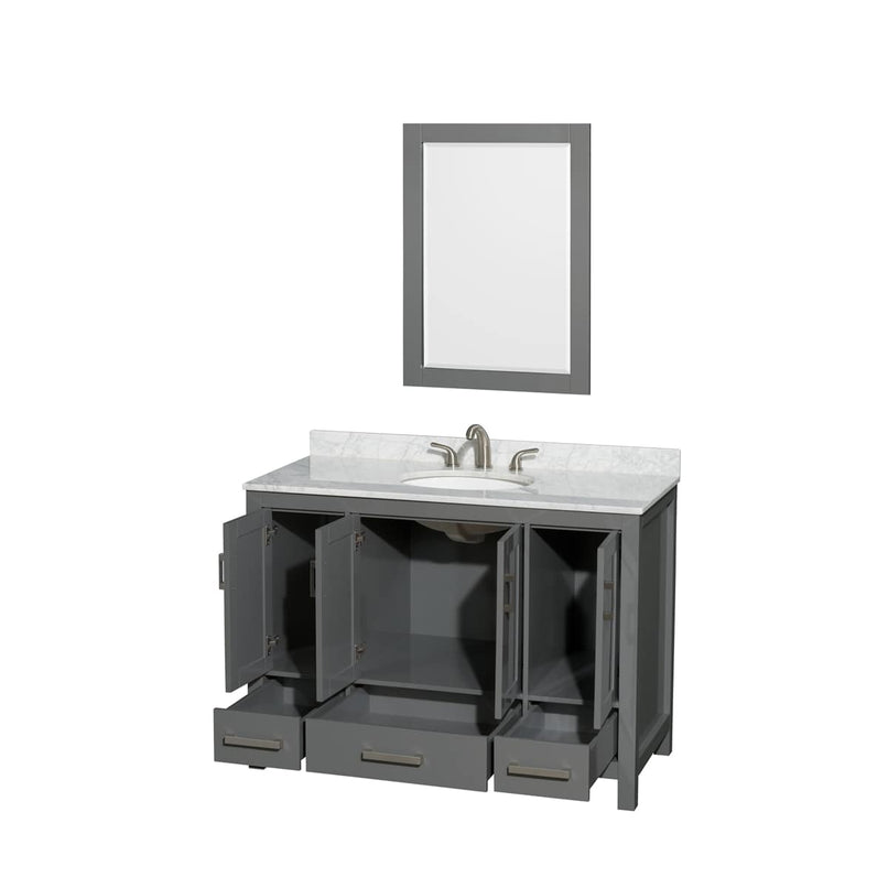 Sheffield 48" Freestanding Single Basin Vanity Set with Hardwood Cabinet, Marble Vanity Top, and Framed Mirror - image 4