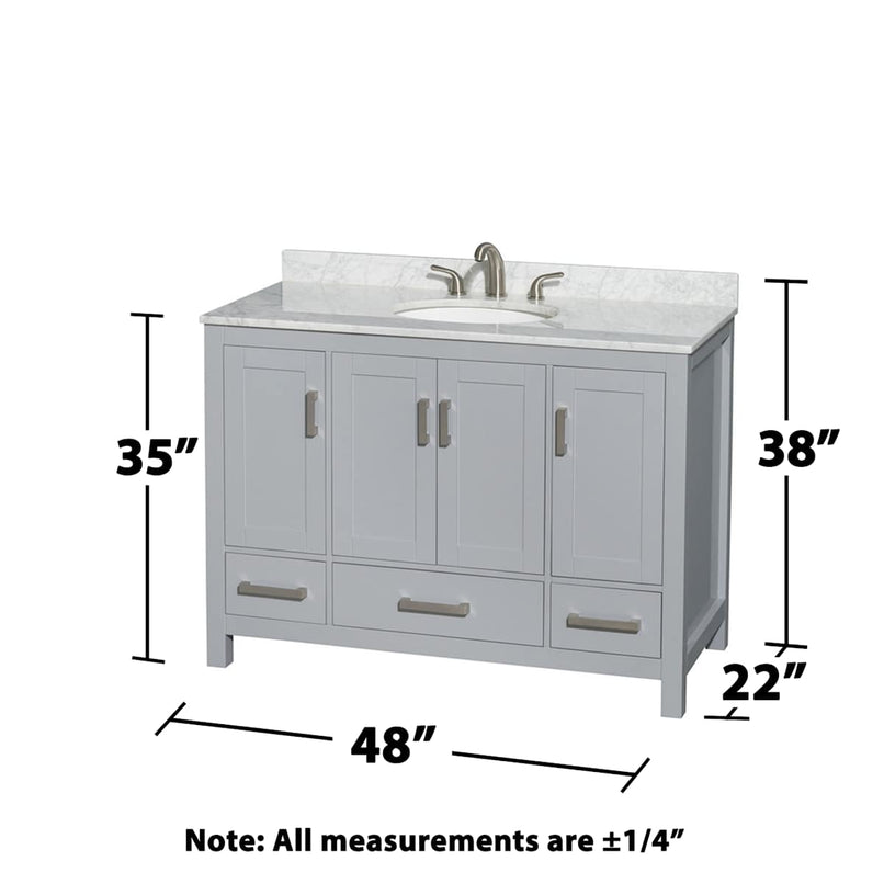 Sheffield 48" Freestanding Single Basin Vanity Set with Hardwood Cabinet, Marble Vanity Top, and Medicine Cabinet - image 4
