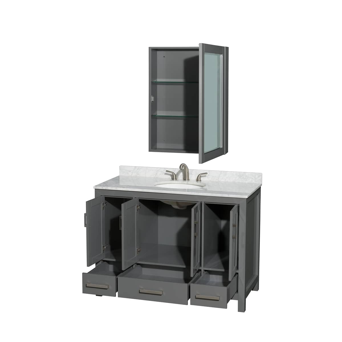 Sheffield 48" Freestanding Single Basin Vanity Set with Hardwood Cabinet, Marble Vanity Top, and Medicine Cabinet