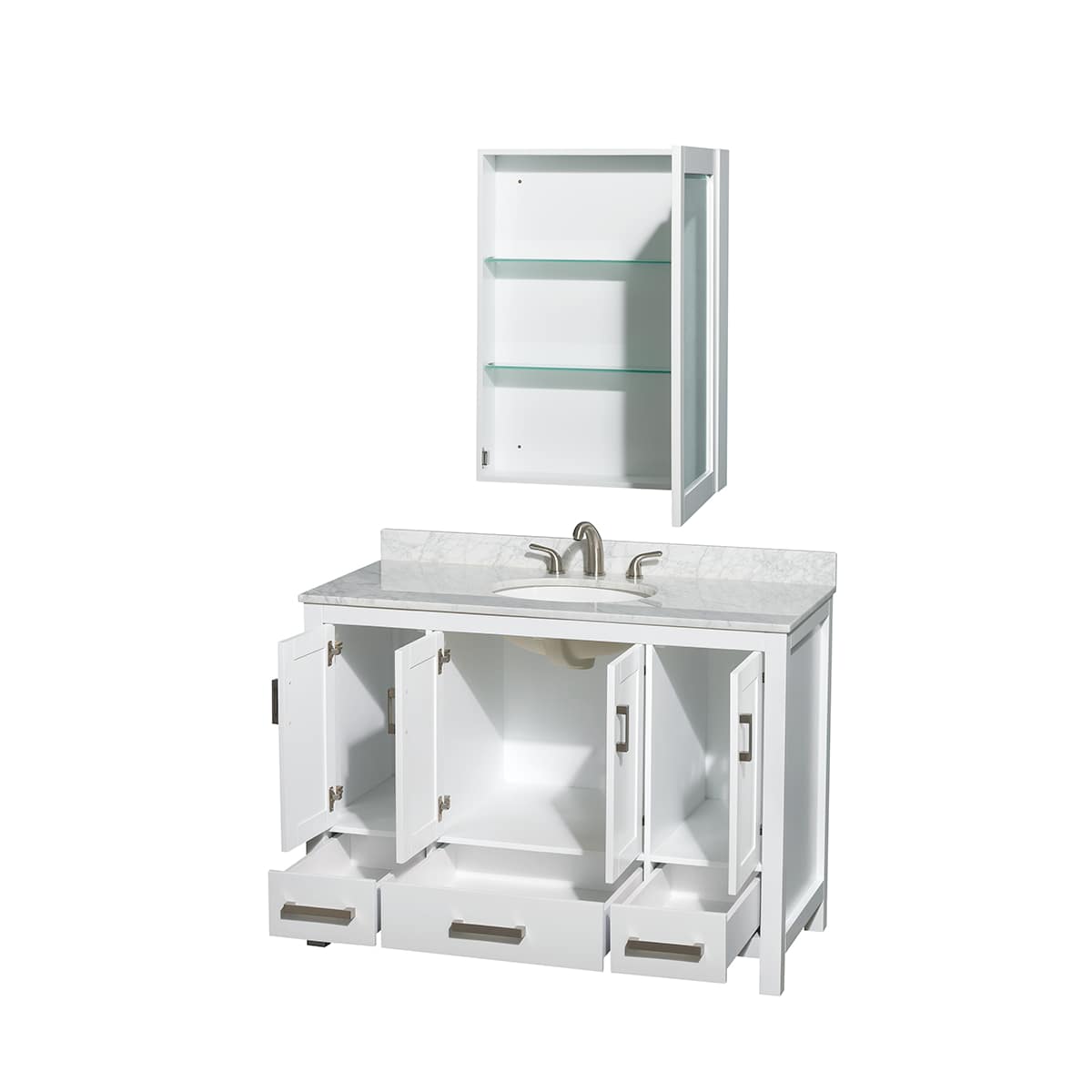 Sheffield 48" Freestanding Single Basin Vanity Set with Hardwood Cabinet, Marble Vanity Top, and Medicine Cabinet