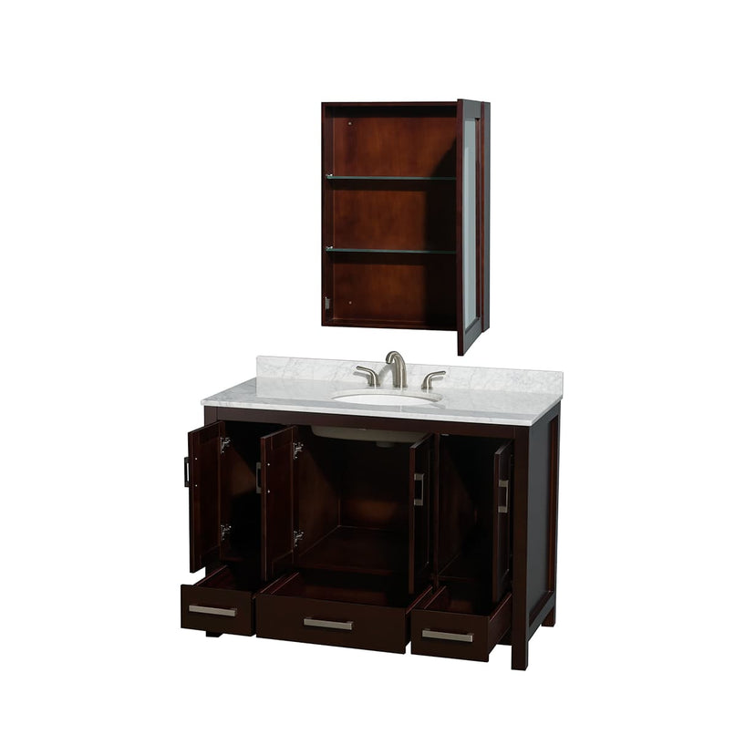 Sheffield 48" Freestanding Single Basin Vanity Set with Hardwood Cabinet, Marble Vanity Top, and Medicine Cabinet - image 13