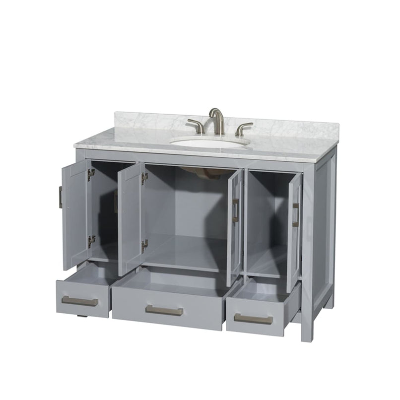 Sheffield 48" Free Standing Single Basin Vanity Set with Cabinet and Marble Vanity Top - image 2