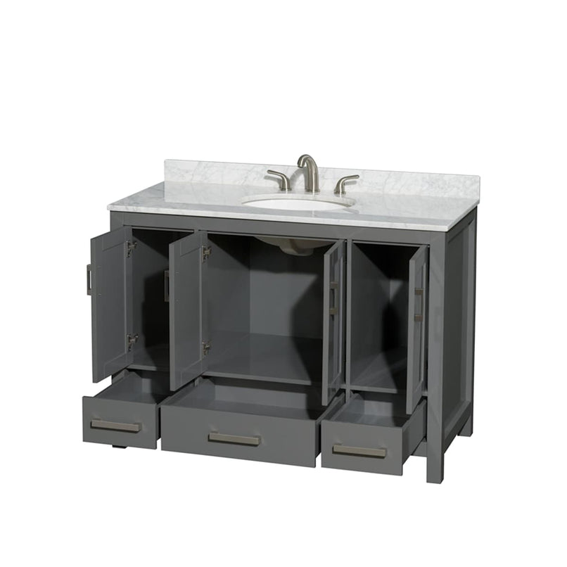 Sheffield 48" Free Standing Single Basin Vanity Set with Cabinet and Marble Vanity Top - image 4