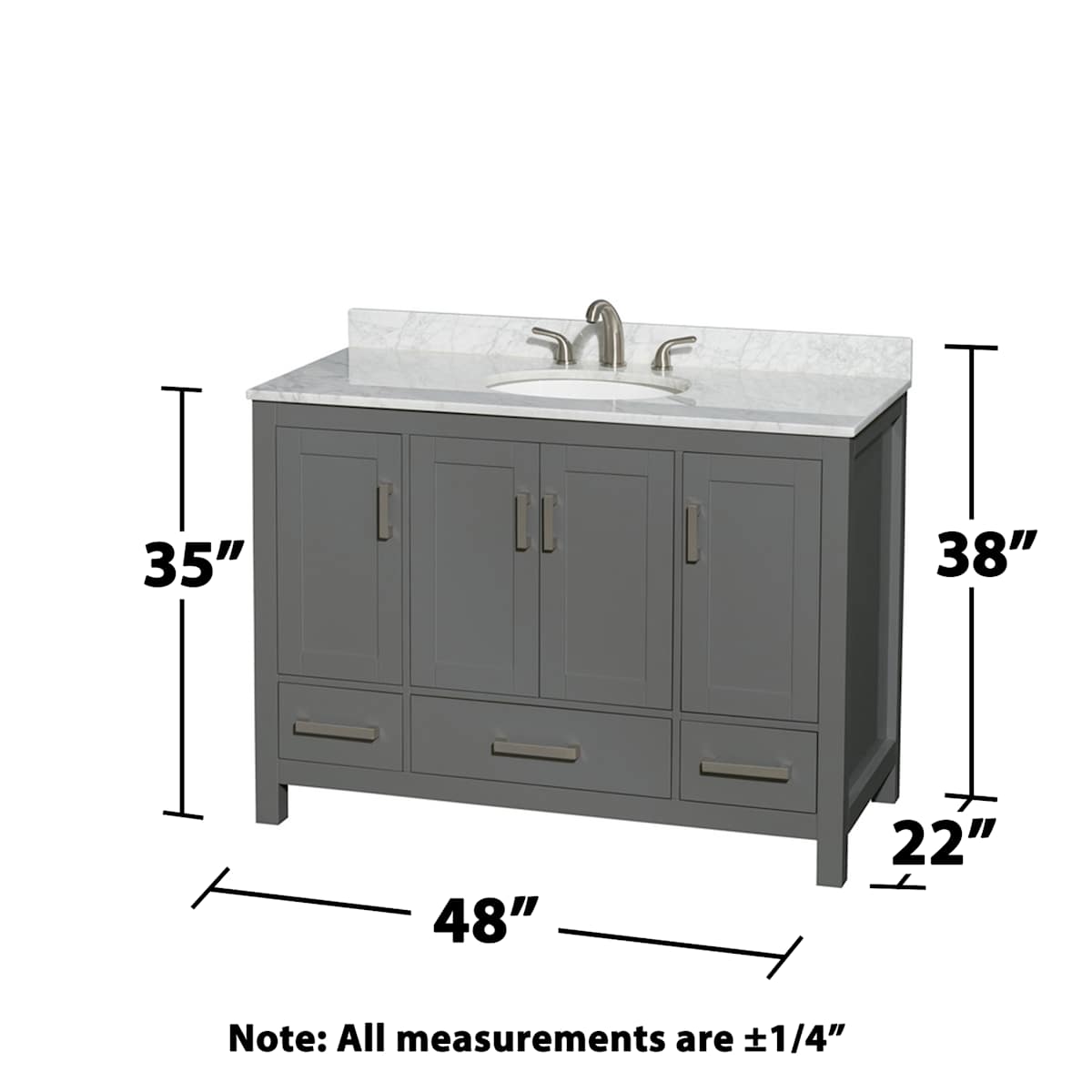 Sheffield 48" Free Standing Single Basin Vanity Set with Cabinet and Marble Vanity Top