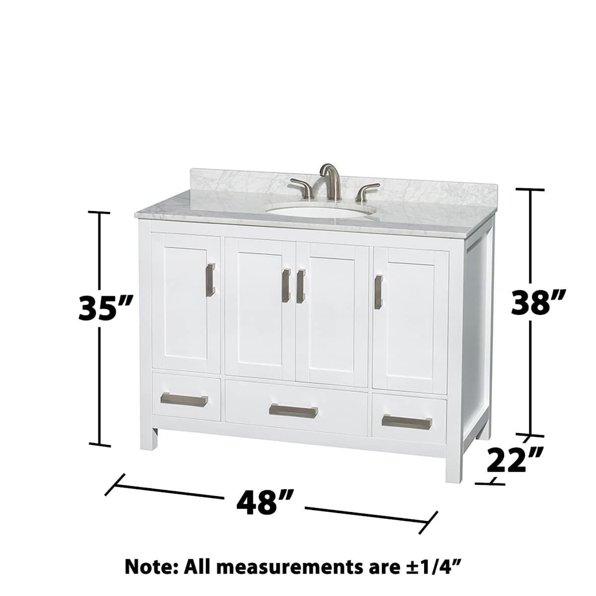 Sheffield 48" Free Standing Single Basin Vanity Set with Cabinet and Marble Vanity Top