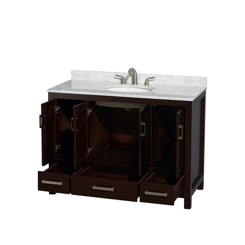 Sheffield 48" Free Standing Single Basin Vanity Set with Cabinet and Marble Vanity Top - image 10