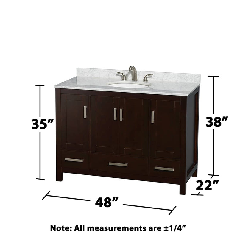 Sheffield 48" Free Standing Single Basin Vanity Set with Cabinet and Marble Vanity Top - image 12