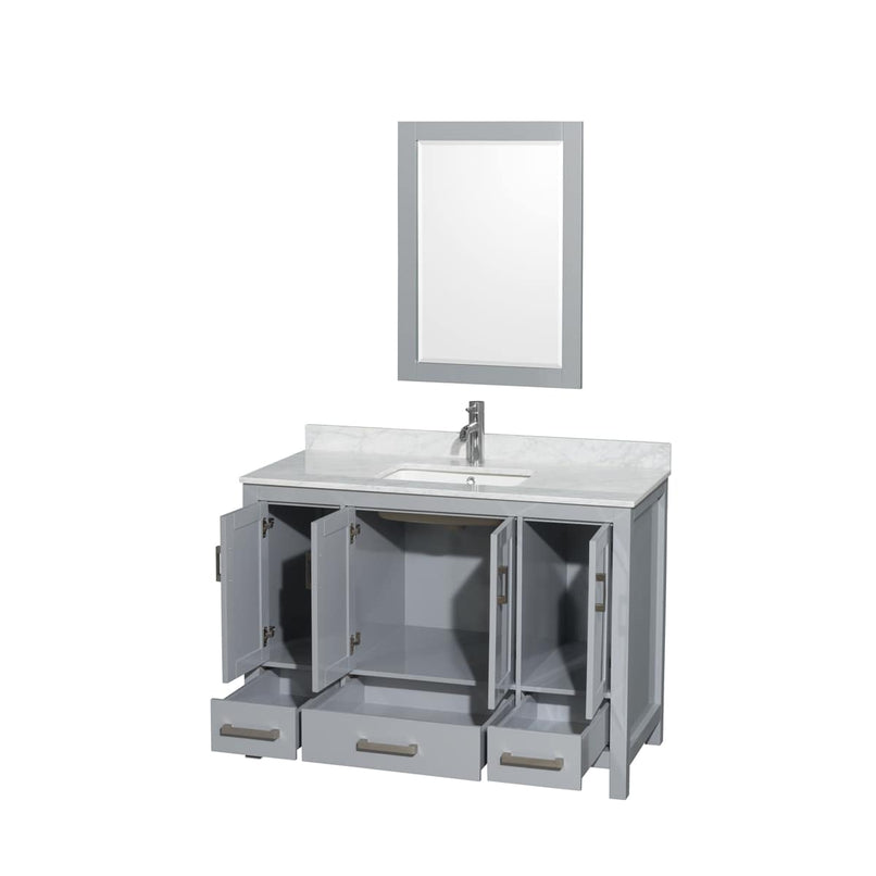 Sheffield 48" Free Standing Single Basin Vanity Set with Hardwood Cabinet, Marble Vanity Top, and Framed Mirror - image 2