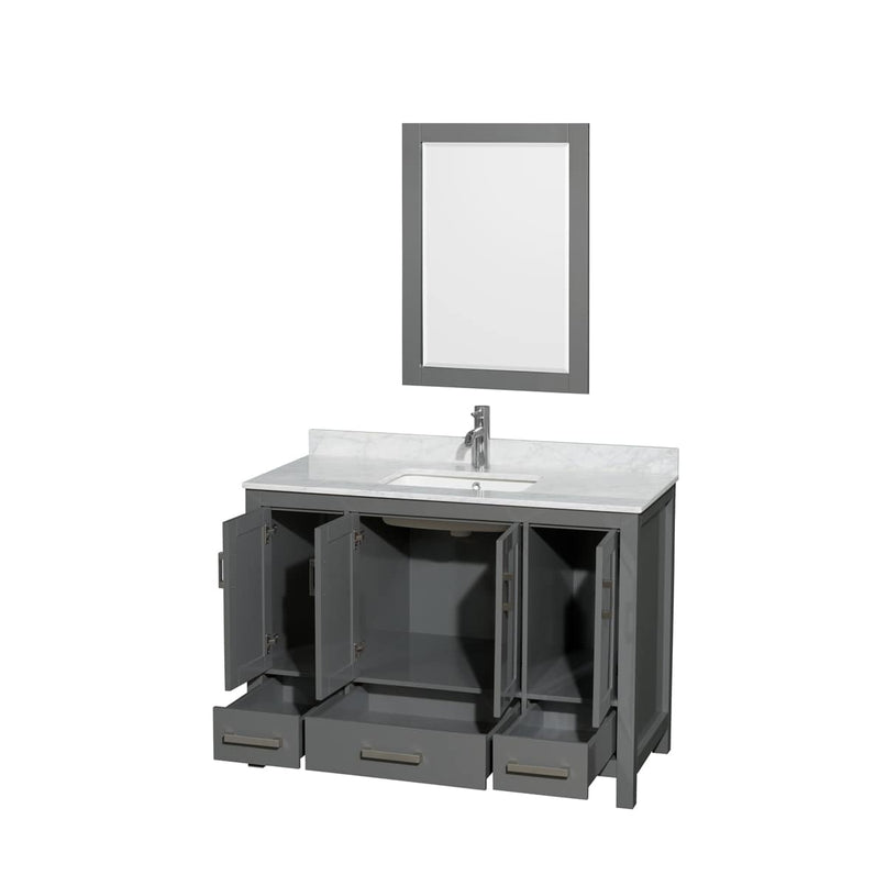 Sheffield 48" Free Standing Single Basin Vanity Set with Hardwood Cabinet, Marble Vanity Top, and Framed Mirror - image 5