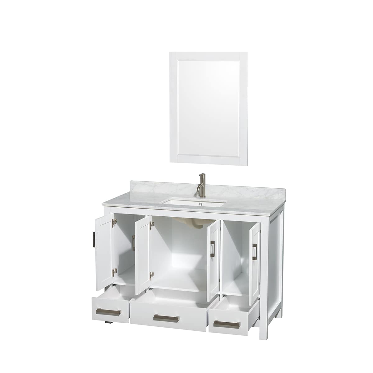Sheffield 48" Free Standing Single Basin Vanity Set with Hardwood Cabinet, Marble Vanity Top, and Framed Mirror