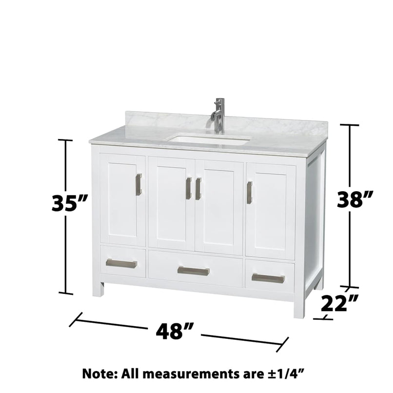 Sheffield 48" Free Standing Single Basin Vanity Set with Hardwood Cabinet, Marble Vanity Top, and Framed Mirror - image 12