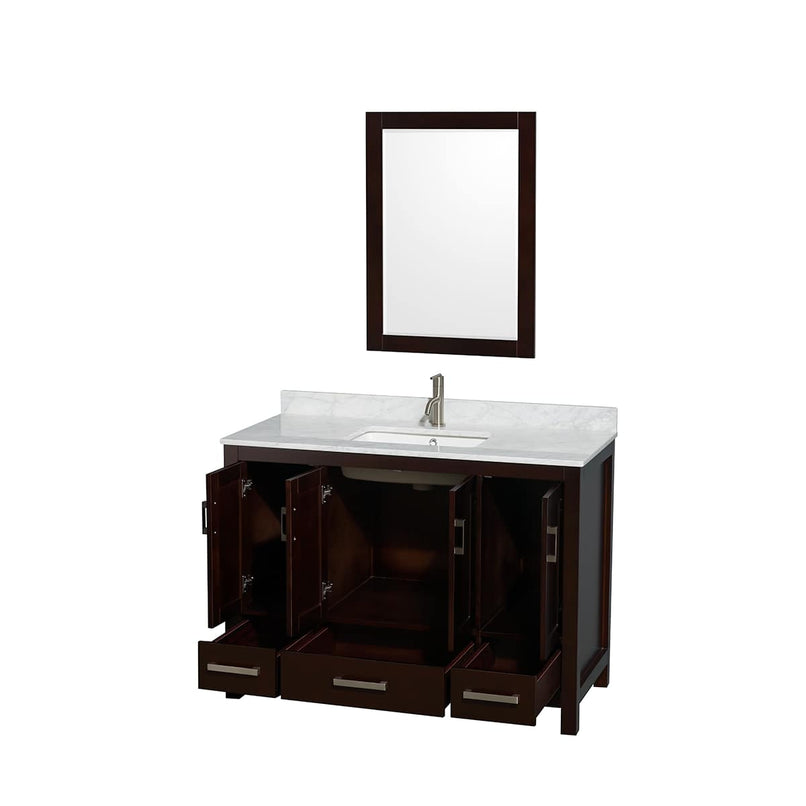 Sheffield 48" Free Standing Single Basin Vanity Set with Hardwood Cabinet, Marble Vanity Top, and Framed Mirror - image 13
