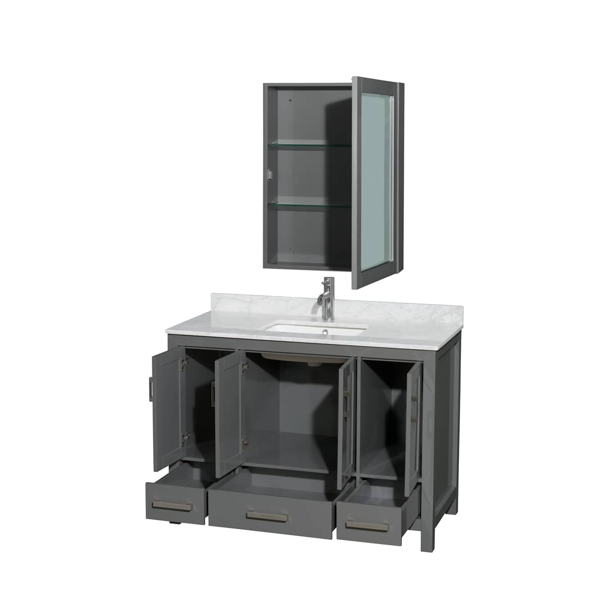 Sheffield 48" Freestanding Single Basin Vanity Set with Hardwood Cabinet, Marble Vanity Top, and Medicine Cabinet