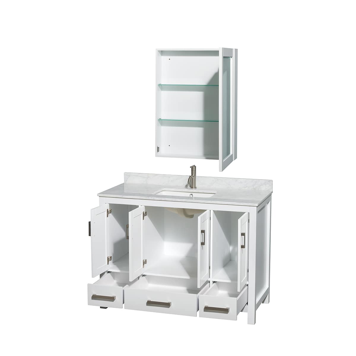 Sheffield 48" Freestanding Single Basin Vanity Set with Hardwood Cabinet, Marble Vanity Top, and Medicine Cabinet