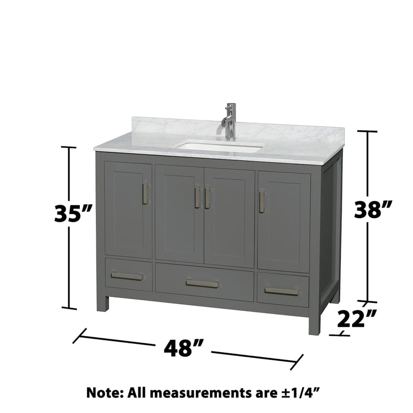 Sheffield 48" Freestanding Single Basin Vanity Set with Hardwood Cabinet and Marble Vanity Top - image 4