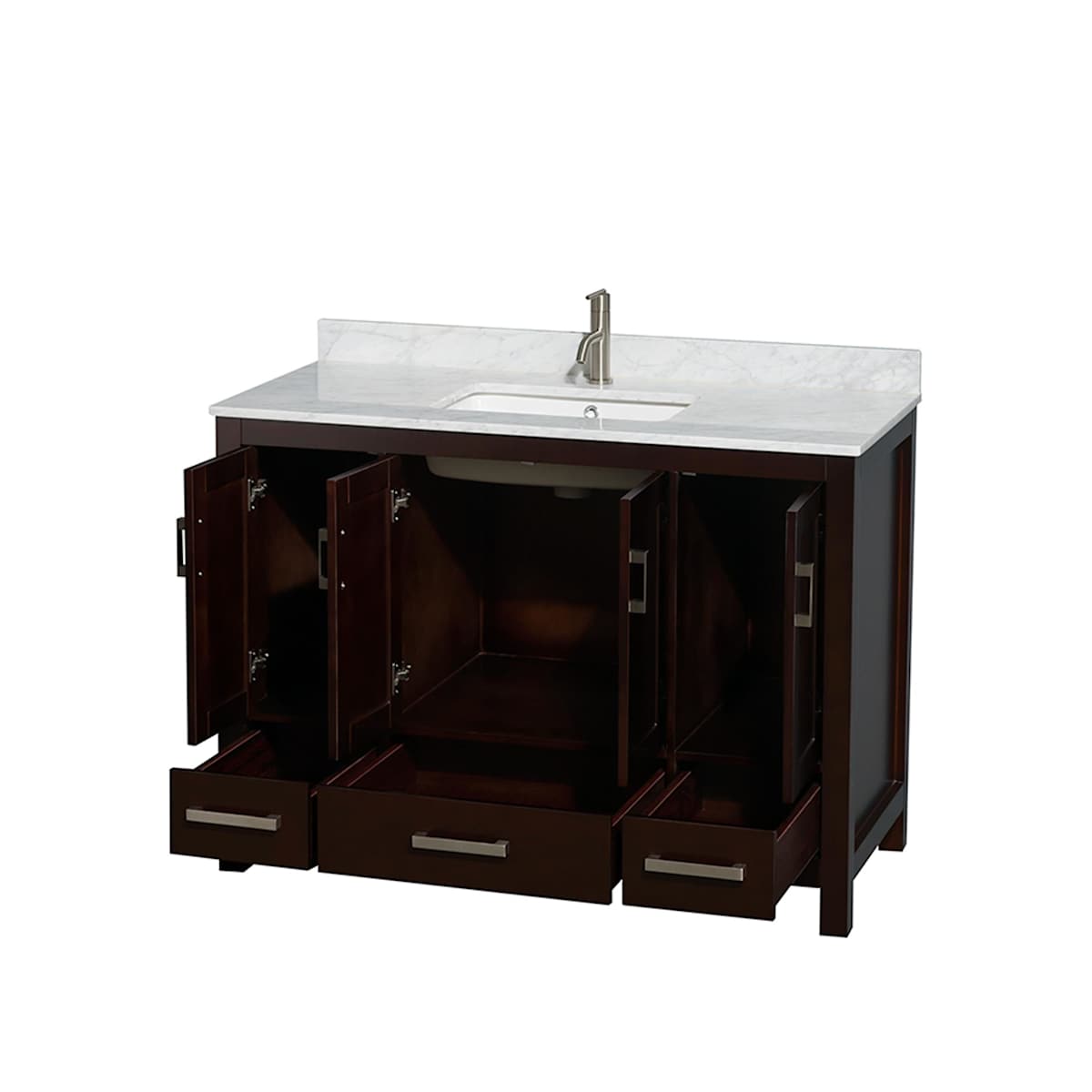 Sheffield 48" Freestanding Single Basin Vanity Set with Hardwood Cabinet and Marble Vanity Top