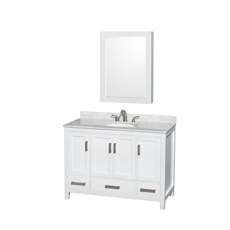 Sheffield 48" Freestanding Single Basin Vanity Set with Hardwood Cabinet, Marble Vanity Top, and Medicine Cabinet - image 1