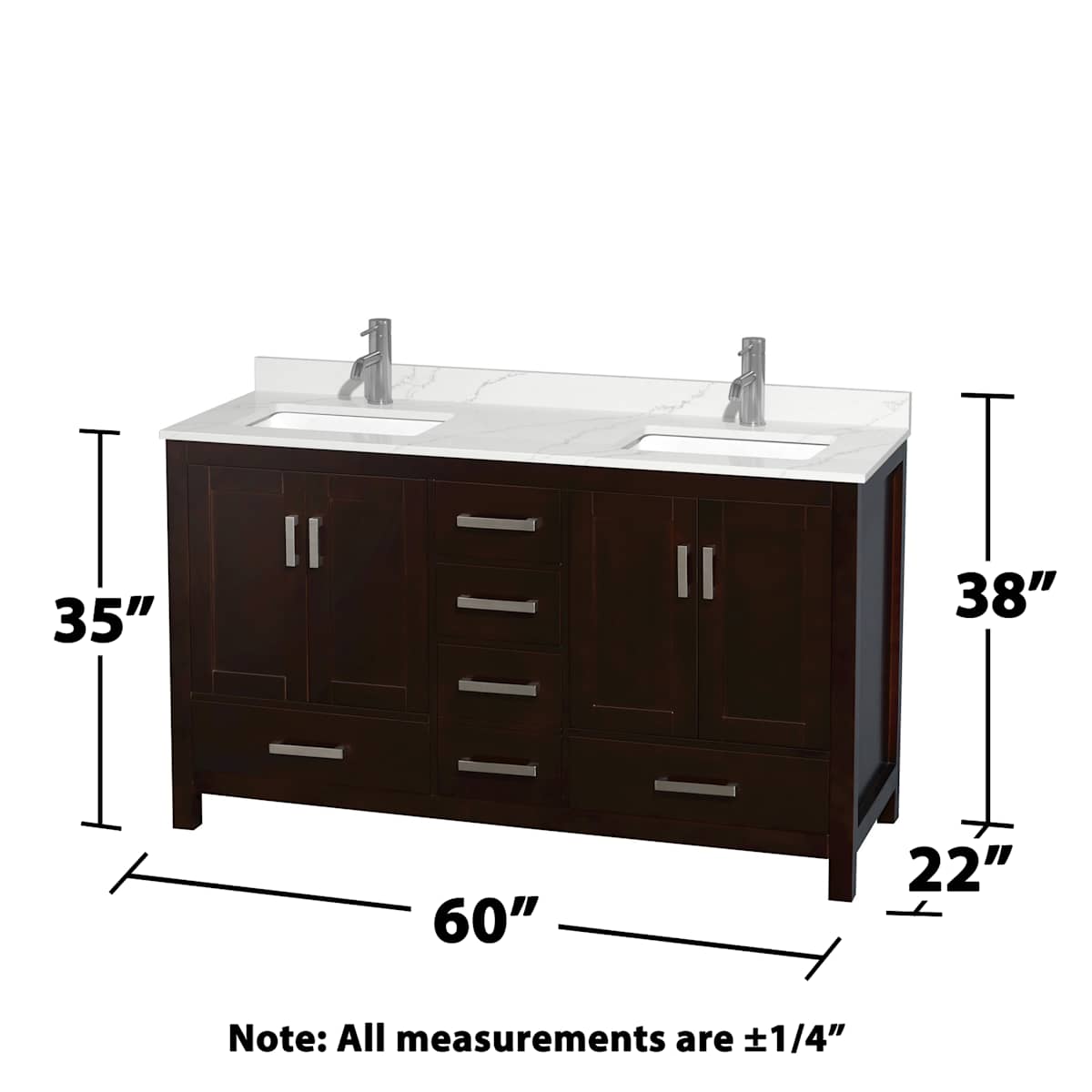Sheffield 60" Free Standing Double Basin Vanity Set with Cabinet, Quartz Vanity Top, and Framed Mirror - image 6