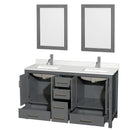 Sheffield 60" Free Standing Double Basin Vanity Set with Cabinet, Quartz Vanity Top, and Framed Mirror - image 14