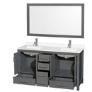 Sheffield 60" Free Standing Double Basin Vanity Set with Cabinet, Quartz Vanity Top, and Framed Mirror - image 16