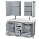 Sheffield 60" Free Standing Double Basin Vanity Set with Cabinet, Quartz Vanity Top, and Medicine Cabinet - image 19