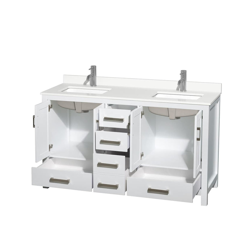 Sheffield 60" Free Standing Double Basin Vanity Set with Cabinet and Quartz Vanity Top - image 5