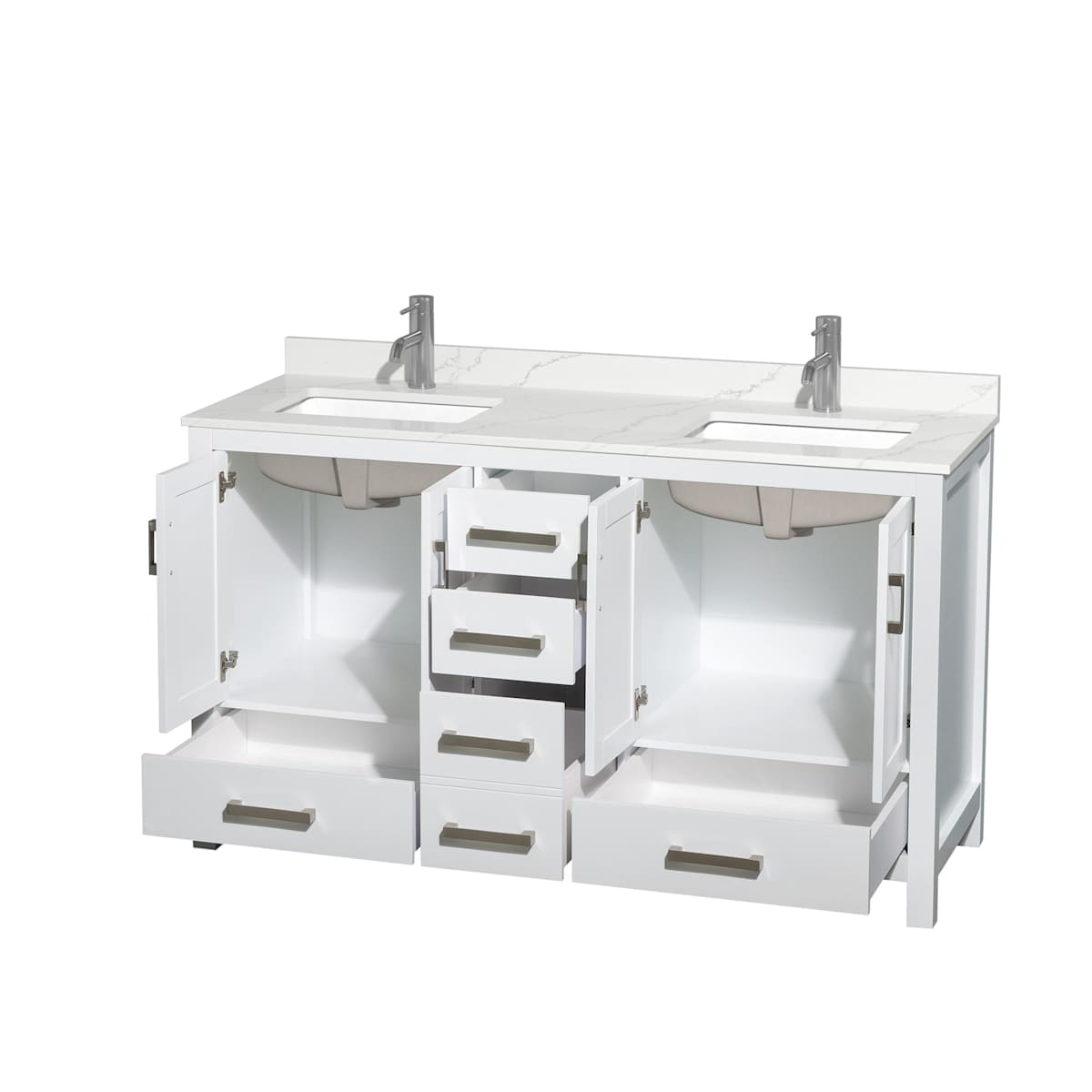 Sheffield 60" Free Standing Double Basin Vanity Set with Cabinet and Quartz Vanity Top - image 6