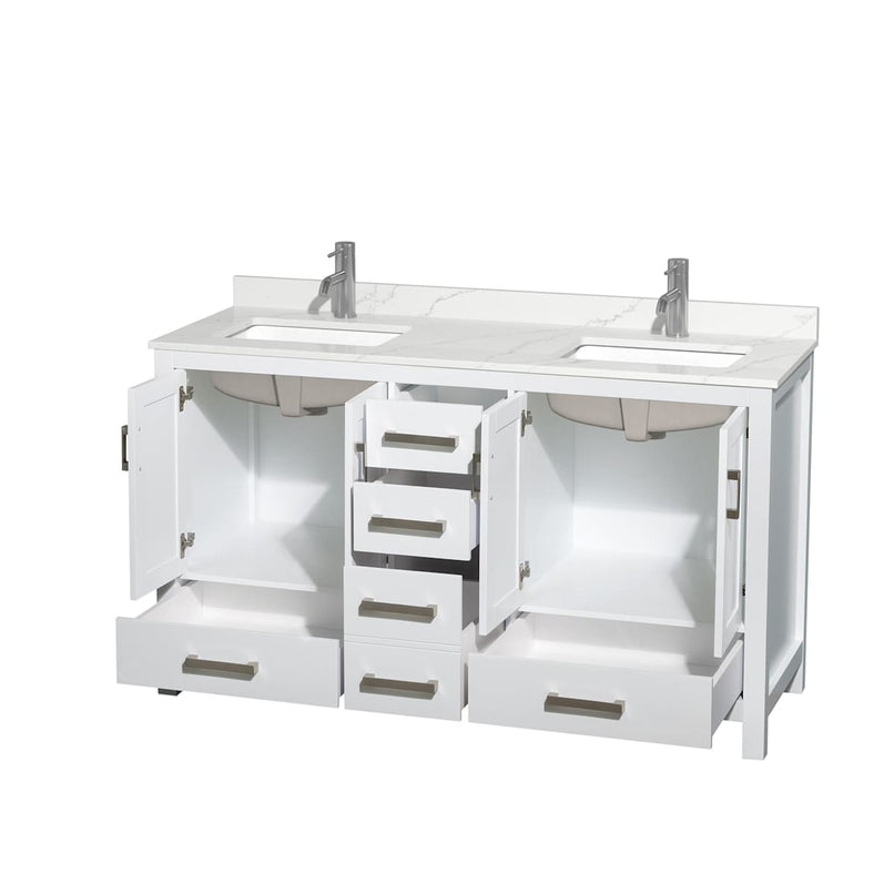 Sheffield 60" Free Standing Double Basin Vanity Set with Cabinet and Quartz Vanity Top - image 6