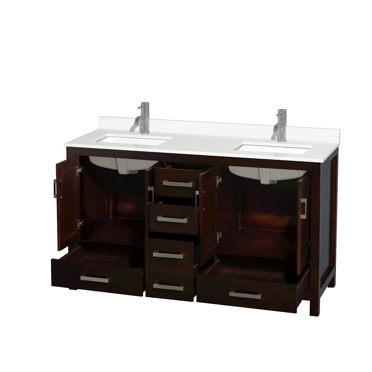 Sheffield 60" Free Standing Double Basin Vanity Set with Cabinet and Quartz Vanity Top - image 13