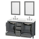 Sheffield 60" Free Standing Double Basin Vanity Set with Cabinet, Quartz Vanity Top, and Framed Mirror - image 12